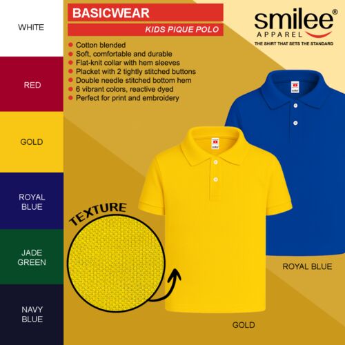 Smilee Apparel Basic Kids Pique Polo Thumbnail