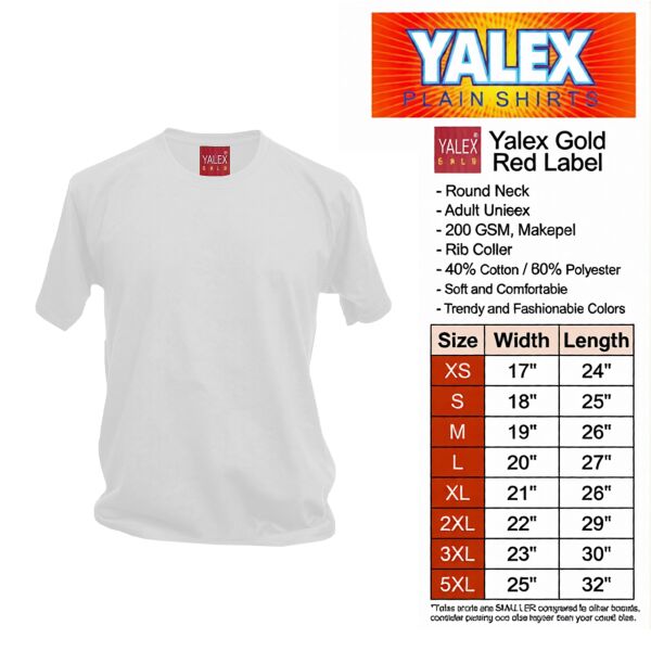 Yalex Plain Shirt Red Label Gold Premium Unisex T-Shirt Round Neck Thumbnail